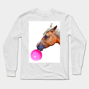 Horse with Bubblegum Long Sleeve T-Shirt